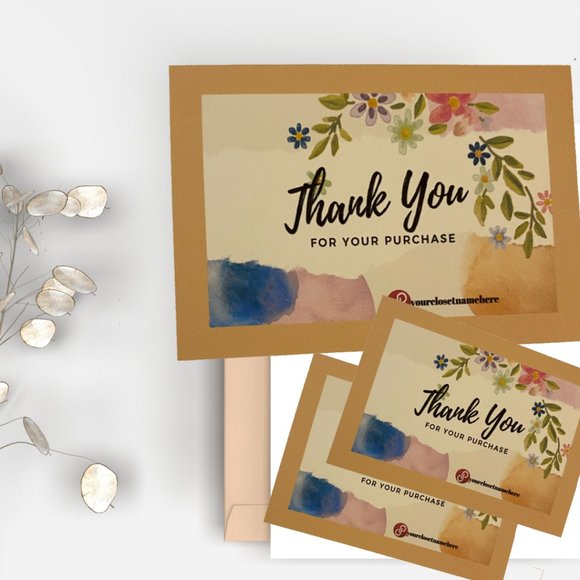 Other - Colored Floral 100 Thank You Customer Card